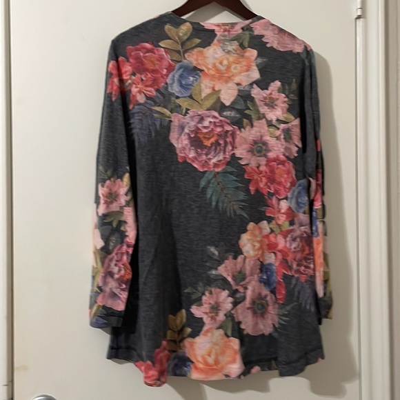 SOFT SURROUNDINGS Long Sleeve Tunic Size PXL Floral Print Knit Rayon Blend Shirt - Picture 5 of 9